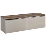 Lomadox Badmöbel Waschtisch Unterschrank Set, 160cm Waschbeckenschrank, Taupe mit Vintage Oak Eiche Nb., 4 Softclose-Schubkästen, B/H/T ca. 160,4/48,5/46 cm