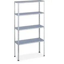 Relaxdays Schwerlastregal Stahl 150 x 75 x 30 cm Silber 4 Ebenen