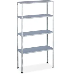 Relaxdays Schwerlastregal Stahl 150 x 75 x 30 cm Silber 4 Ebenen