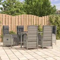 vidaXL Garten-Essgruppe 7-tlg. Grau