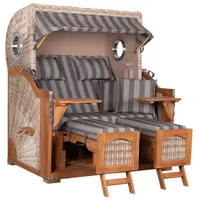Mr. Deko Strandkorb Düne Grande Bullauge Teak PE Shell