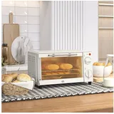 Homcom Mini Ofen mit Backblech, Grillrost, 100 °C-230 °c, mit einstellbar Temperatur und Garzeit, 60 Min. Timer, 750W, Edelstahl, Cremeweiß