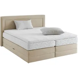 Boxspringbett, beige, B:195cm L:210cm, WESTFALIA SCHLAFKOMFORT, Komplettbetten, Boxspringbett, wahlweise mit Bettkasten und Topper