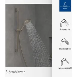 Villeroy & Boch Verve Showers Duschgarnitur mit Stange 3 Strahlarten Nickel gebürstet TVS10900700064