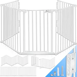 KESSER® Kaminschutzgitter mit Tür Metall Ofenschutzgitter Laufgitter Laufstall Absperrgitter Tierschutzgitter Türschutzgitter für Kinder-Sicherung