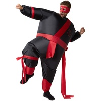 dressforfun 302353 - Aufblasbares Unisex Kostüm Ninja, Anzug mit angenähtem Gürtel und Band, inkl. Maske