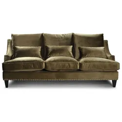 Casa Padrino Luxus Sofa Olivgrün / Schwarz 220 x 90 cm - Wohnzimmer Sofa - Wohnzimmer Möbel - Luxus Möbel - Wohnzimmer Einrichtung - Luxus Einrichtung