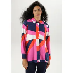 Hemdbluse, mit grafischem Muster in knalligen Farben, Gr. 48, weiß-marine-rot-pink, , 30325451-48