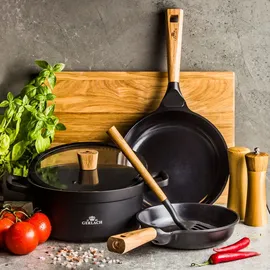 Gerlach Topf Keramik-Kochtopf Induktion Induktiontopf Kochgeschirr Induktionsgeeignet 28 cm, Schwarz