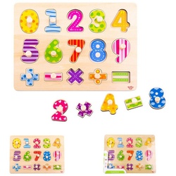 Tooky Toy Lernspielzeug Kinder Zahlen Puzzle Holz TY851, Steckspiel aus Holz bunte Zahlen bunt
