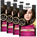 POLY PALETTE Intensiv Creme Coloration 4-0/800 Dunkelbraun Stufe 3 (4 x 115 ml), permanente Coloration für bis zu 8 Wochen intensiven Farbglanz & 100% Grauabdeckung