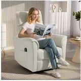 Homcom Relaxsessel Chenille 78 x 105 x 91 cm Cremeweiß elektrisch mit Liegefunktion