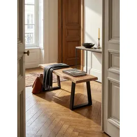 KADIMA DESIGN Garderobenbank 120 x 40 x 45,5 cm Akazie Massivholz / Metall modern beige