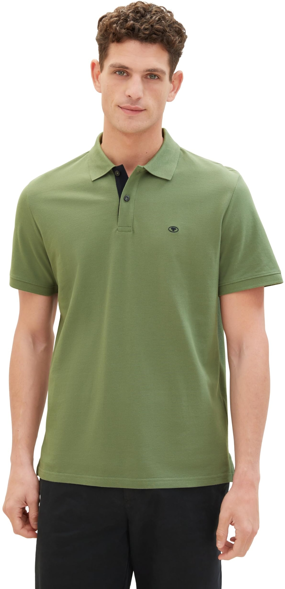TOM TAILOR Herren Basic Piqué Poloshirt, dull moss green, XL