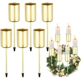 6 Stück Kerzenhalter Adventskranz Gold ø 2.5cm Kerzenhalter Stabkerzen, Stabkerzenhalter Mit Dorn, Stabkerzenhalter Adventskranz für DIY Adventsgirlande Blumentopf Weihnachtsdekoration