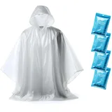 Regenponcho Festival Wasserdicht - Regencape Festival Einweg - Regenponcho Damen & Mann - Regenponcho Transparent mit Kapuze - Notfall Poncho Reise, Wandern, Camping – Einweg Regenponcho 4er-Pack