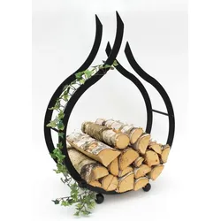 DanDiBo Kaminholzregal Flamme Kaminholzständer 78 cm Holzkorb Kaminholzhalter Holzregal