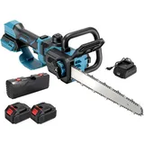 12" 200W Teleskop Akku-Kettensäge Bürstenlos Motorsäge, Elektro Handkettensäge 11m/s für Gartenscheren/Astscheren/Holzschneiden, mit 2 Akkus
