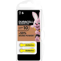 Duracell TYP 10/DA10N6/ Hörgerät-Knopfzelle/1,4V/Zink-Luft