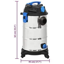 vidaXL Nass- und Trockensauger 1200 W 30 L Silbern