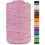 Netuno 1x Makramee Garn Rosa 3 mm 100 m Baumwollkordel mit Baumwollkern Bastel-Garn Makramee Naturbaumwolle Baumwollgarn Bastelschnur Baumwollfaden Makramee Schnur Garn Makramee Baumwollkordel