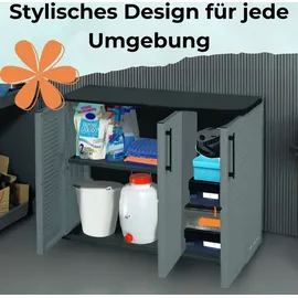 GarPet Gartenschrank 3-türig Kunststoff Balkon Werkstatt Haushalts Schrank Wetterfest