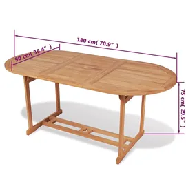 vidaXL Gartentish 180 x 90 x 75 cm natur