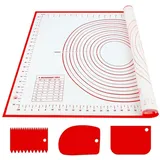luxuskollektion Silikon Backmatte 70x50 cm Antihaft Teigmatte mit 3 Teigschaber