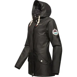 Navahoo Damen, Übergangsjacke Regenmantel wasserdicht lang warm gefüttert mit Kapuze Oceans Heart Black Gr. S - S