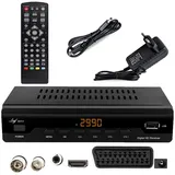 Leyf Echosat 2990 TNT HD Decoder – hochwertiger Decoder – Empfänger – DVB-T/T2 – Digital HD Decoder – Full HD 1080p – DVB-T/T2 – TNT HD für TV (HDTV, HDMI, SCART, USB 2.0) + HDMI-Kabel