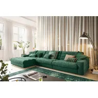 KAWOLA Sofa LANA Ecksofa Cord smaragd Recamiere links