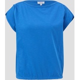 s.Oliver - T-Shirt mit gerafften Ärmeln, Damen, blau, 34