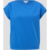s.Oliver - T-Shirt mit gerafften Ärmeln, Damen, blau, 34