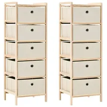 vidaXL Korb-Kommoden 2 Stk. mit 5 Stoffkörben Zedernholz Beige