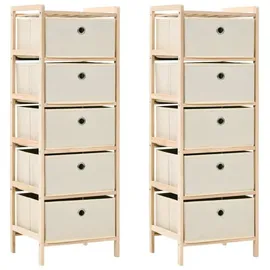 vidaXL Korb-Kommoden 2 Stk. mit 5 Stoffkörben Zedernholz Beige