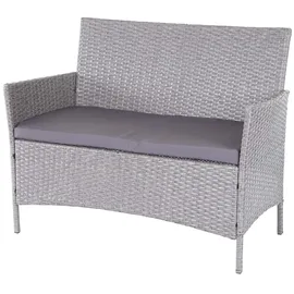 Mendler 3-2-1-1 Poly-Rattan Garten-Garnitur Halden, Lounge-Set Sitzgruppe Sofa ~ grau, Kissen anthrazit