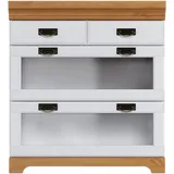 OTTO home Unterschrank OTTO HOME "Rügen", weiß (weiß, honig), B:80cm H:88cm T:60cm, Massivholz, Schränke, Unterschrank, Breite 80 cm, Kiefer massiv, Schubkästen mit Glaseinsatz
