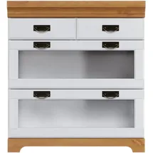 OTTO home Unterschrank OTTO HOME "Rügen", weiß (weiß, honig), B:80cm H:88cm T:60cm, Massivholz, Schränke, Unterschrank, Breite 80 cm, Kiefer massiv, Schubkästen mit Glaseinsatz