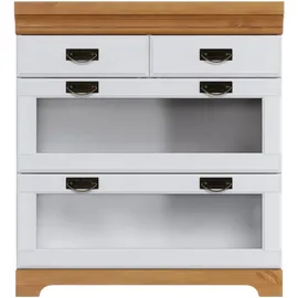 OTTO home Unterschrank OTTO HOME "Rügen", weiß (weiß, honig), B:80cm H:88cm T:60cm, Massivholz, Schränke, Unterschrank, Breite 80 cm, Kiefer massiv, Schubkästen mit Glaseinsatz