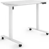 eSmart Germany ETX-121WW 100x60cm Weiß Ergonomischer Steh-Sitz-Schreibtisch auf Rollen Stufenlos elektrisch höhenverstellbar 78,5-128,5cm 3X Memory Aktivitätserinnerung Soft-Start/Stopp
