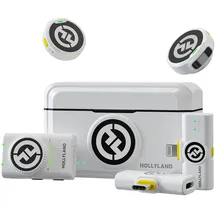 Hollyview HollylandLark M2 Kabellos Lavalier Mikrofon für iPhone/Kamera/Android/PC – 48 kHz/24-Bit Hi-Fi-Audio, 300 m Reichweite, Rauschunterdrückung, 40 h Laufzeit, YouTube/Vlog/Streaming (2TX + 3RX+Ladecase)