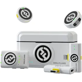 Hollyview HollylandLark M2 Kabellos Lavalier Mikrofon für iPhone/Kamera/Android/PC – 48 kHz/24-Bit Hi-Fi-Audio, 300 m Reichweite, Rauschunterdrückung, 40 h Laufzeit, YouTube/Vlog/Streaming (2TX + 3RX+Ladecase)