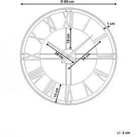 Beliani Wanduhr Perigny 80 cm 80 Metall Schwarz