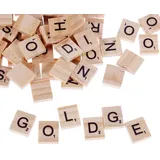 GOLDGE 100 Stück Scrabble Buchstaben Holz Buchstabe Fliesen zum Spielen, Lesen für Vorschule Kinder Bildung,DIY Handwerk Dekoration