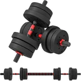 2 In 1 Hanteln Set 20 Kg Verstellbare Kurzhantel & Langhantel Professionell Dumbbell Krafttraining Schwarz