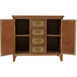 Mendler Apothekerkommode 80 x 91 x 40 cm Vintage Rattanoptik / Beige