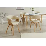 riess-ambiente Armlehnstuhl ORGANIC schwarz - Walnuss, Kunstleder, furniert, Armlehnen, gepolstert (Einzelartikel, 1 St), moderner Stuhl mit geschwungenen Formen - ideal für Esszimmer und Büro beige