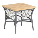 SonnenPartner Lounge-Beistelltisch Yale Alu/Polyrope s ilbergrau/Teak SonnenPartner