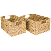 HMF Aufbewahrungskorb 2er Set geflochten aus Wasserhyazinthe in Beige