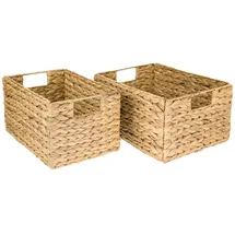 HMF Aufbewahrungskorb 2er Set geflochten aus Wasserhyazinthe in Beige